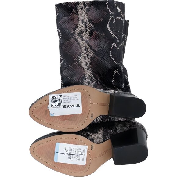 Vince Camuto Snake Print Knee High Leather Boots Size 5 Block Heel - Picture 6 of 6